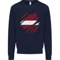 Torn Latvia Flag Latvian Day Football Kids Sweatshirt Jumper Navy Blue