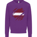 Torn Latvia Flag Latvian Day Football Kids Sweatshirt Jumper Purple