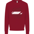 Torn Latvia Flag Latvian Day Football Kids Sweatshirt Jumper Red