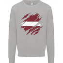 Torn Latvia Flag Latvian Day Football Kids Sweatshirt Jumper Sports Grey