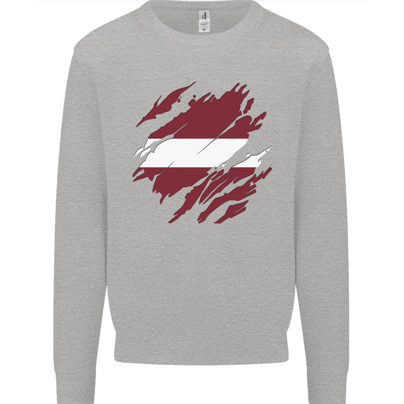 Torn Latvia Flag Latvian Day Football Kids Sweatshirt Jumper Sports Grey