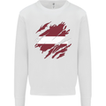 Torn Latvia Flag Latvian Day Football Kids Sweatshirt Jumper White