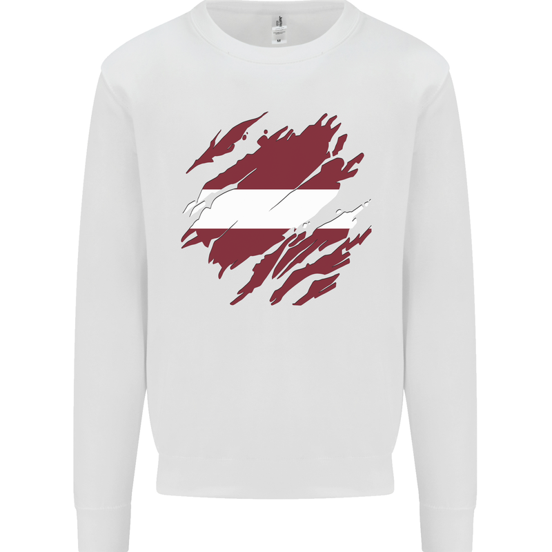 Torn Latvia Flag Latvian Day Football Kids Sweatshirt Jumper White