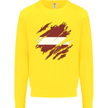 Torn Latvia Flag Latvian Day Football Kids Sweatshirt Jumper Yellow
