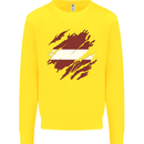 Torn Latvia Flag Latvian Day Football Kids Sweatshirt Jumper Yellow