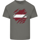 Torn Latvia Flag Latvian Day Football Kids T-Shirt Childrens Charcoal