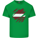 Torn Latvia Flag Latvian Day Football Kids T-Shirt Childrens Irish Green
