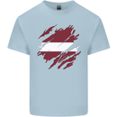 Torn Latvia Flag Latvian Day Football Kids T-Shirt Childrens Light Blue