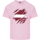 Torn Latvia Flag Latvian Day Football Kids T-Shirt Childrens Light Pink