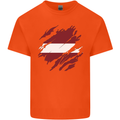 Torn Latvia Flag Latvian Day Football Kids T-Shirt Childrens Orange