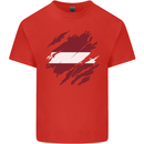 Torn Latvia Flag Latvian Day Football Kids T-Shirt Childrens Red