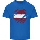 Torn Latvia Flag Latvian Day Football Kids T-Shirt Childrens Royal Blue