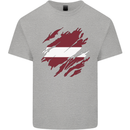 Torn Latvia Flag Latvian Day Football Kids T-Shirt Childrens Sports Grey