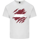 Torn Latvia Flag Latvian Day Football Kids T-Shirt Childrens White