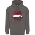 Torn Latvia Flag Latvian Day Football Mens 80% Cotton Hoodie Charcoal