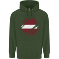 Torn Latvia Flag Latvian Day Football Mens 80% Cotton Hoodie Forest Green