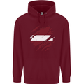 Torn Latvia Flag Latvian Day Football Mens 80% Cotton Hoodie Maroon