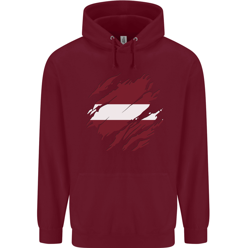 Torn Latvia Flag Latvian Day Football Mens 80% Cotton Hoodie Maroon