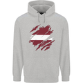 Torn Latvia Flag Latvian Day Football Mens 80% Cotton Hoodie Sports Grey