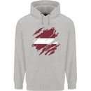 Torn Latvia Flag Latvian Day Football Mens 80% Cotton Hoodie Sports Grey