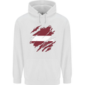 Torn Latvia Flag Latvian Day Football Mens 80% Cotton Hoodie White