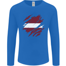 Torn Latvia Flag Latvian Day Football Mens Long Sleeve T-Shirt Royal Blue