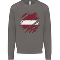 Torn Latvia Flag Latvian Day Football Mens Sweatshirt Jumper Charcoal