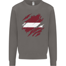 Torn Latvia Flag Latvian Day Football Mens Sweatshirt Jumper Charcoal