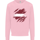 Torn Latvia Flag Latvian Day Football Mens Sweatshirt Jumper Light Pink