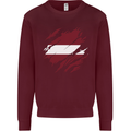 Torn Latvia Flag Latvian Day Football Mens Sweatshirt Jumper Maroon
