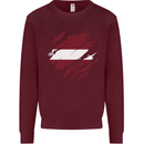 Torn Latvia Flag Latvian Day Football Mens Sweatshirt Jumper Maroon