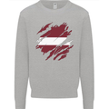 Torn Latvia Flag Latvian Day Football Mens Sweatshirt Jumper Sports Grey
