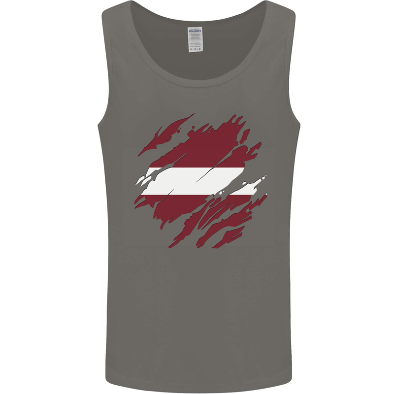Torn Latvia Flag Latvian Day Football Mens Vest Tank Top Charcoal
