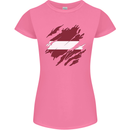 Torn Latvia Flag Latvian Day Football Womens Petite Cut T-Shirt Azalea