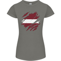 Torn Latvia Flag Latvian Day Football Womens Petite Cut T-Shirt Charcoal