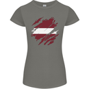 Torn Latvia Flag Latvian Day Football Womens Petite Cut T-Shirt Charcoal