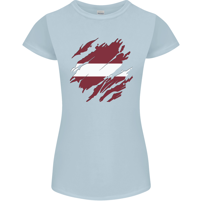 Torn Latvia Flag Latvian Day Football Womens Petite Cut T-Shirt Light Blue