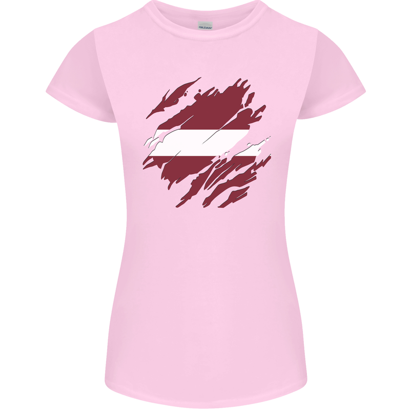 Torn Latvia Flag Latvian Day Football Womens Petite Cut T-Shirt Light Pink
