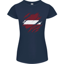 Torn Latvia Flag Latvian Day Football Womens Petite Cut T-Shirt Navy Blue