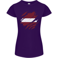 Torn Latvia Flag Latvian Day Football Womens Petite Cut T-Shirt Purple
