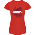 Torn Latvia Flag Latvian Day Football Womens Petite Cut T-Shirt Red