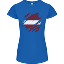 Torn Latvia Flag Latvian Day Football Womens Petite Cut T-Shirt Royal Blue