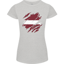 Torn Latvia Flag Latvian Day Football Womens Petite Cut T-Shirt Sports Grey