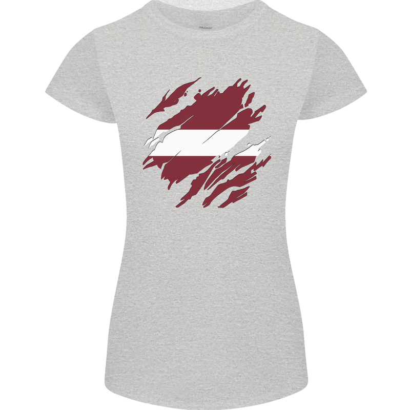 Torn Latvia Flag Latvian Day Football Womens Petite Cut T-Shirt Sports Grey