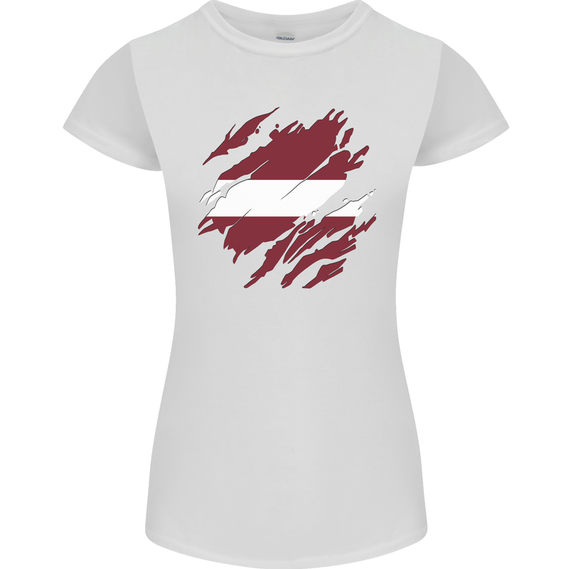 Torn Latvia Flag Latvian Day Football Womens Petite Cut T-Shirt White