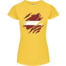 Torn Latvia Flag Latvian Day Football Womens Petite Cut T-Shirt Yellow