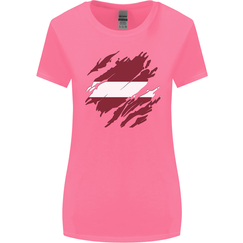 Torn Latvia Flag Latvian Day Football Womens Wider Cut T-Shirt Azalea