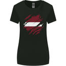 Torn Latvia Flag Latvian Day Football Womens Wider Cut T-Shirt Black