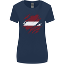 Torn Latvia Flag Latvian Day Football Womens Wider Cut T-Shirt Navy Blue