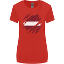 Torn Latvia Flag Latvian Day Football Womens Wider Cut T-Shirt Red